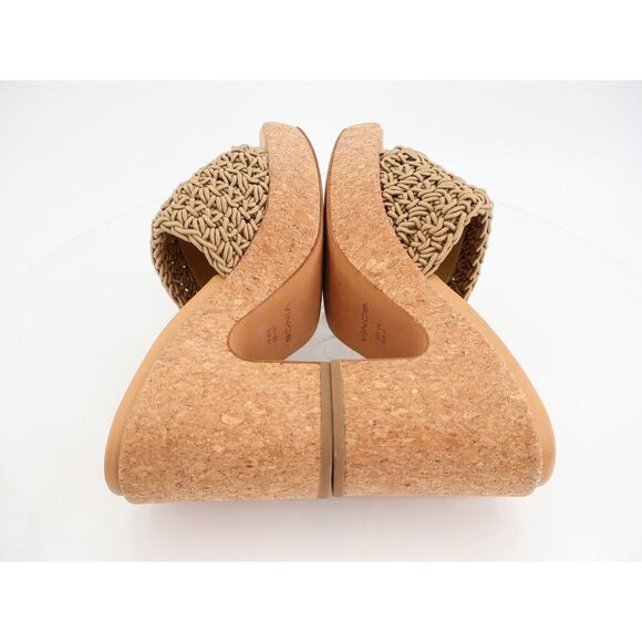 Vince Nicki Crochet Cork Sandal Womens Size 10 Tan Slide Platform Wedge Slip On - Picture 8 of 11